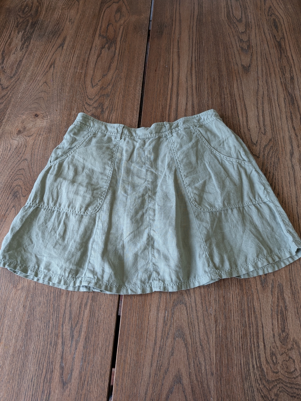 Nicole Miller Women's Light Green 100% Linen Skirt W Built In Shorts Size Large